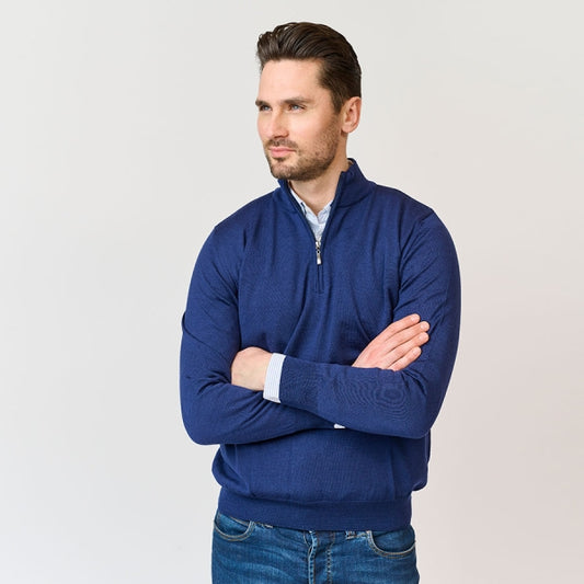 Riise Merino Z-neck, Blue sea